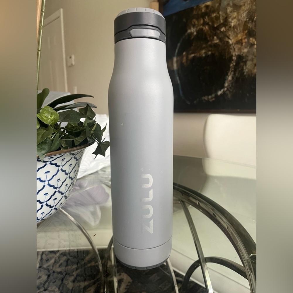 Grey insulated water bottle